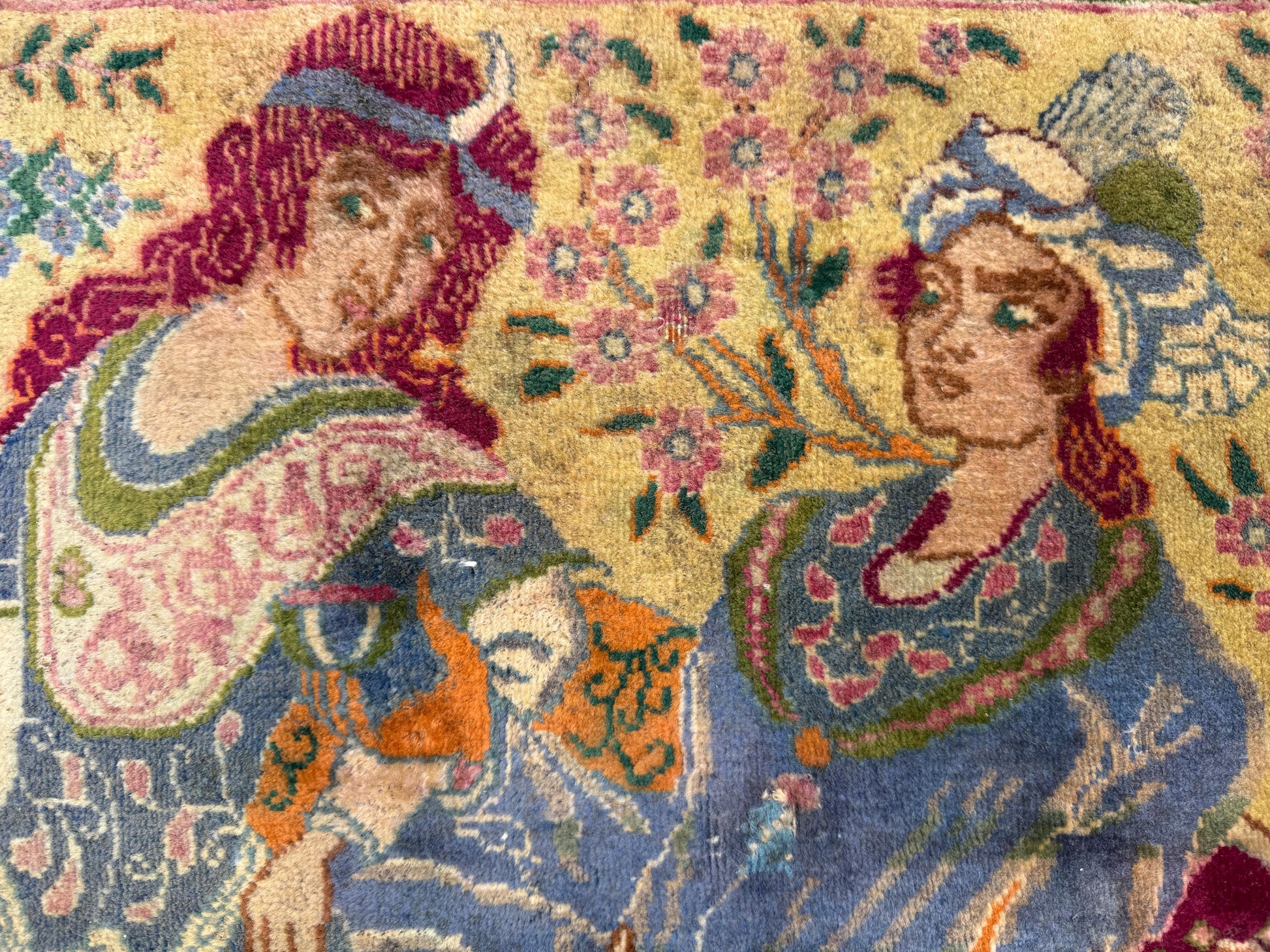 2.1x3.1 ft Vintage Turkish Carpet | Hand Knotted Wool Pictorial Royal Bohemian Design