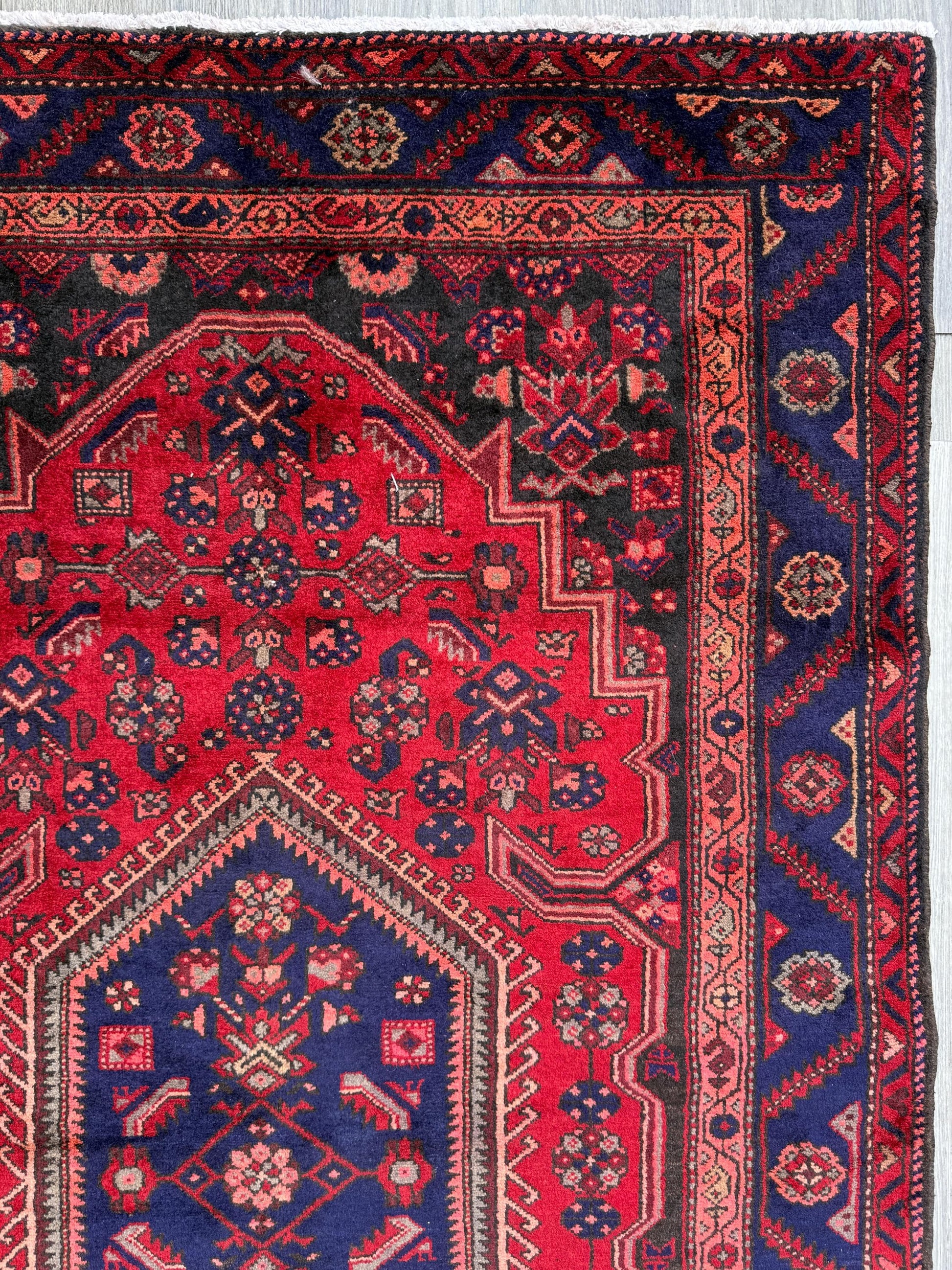 5x8 Vintage Anatolian Rug, Hand Knotted Turkish Geometric Wool, Rustic Home Decor