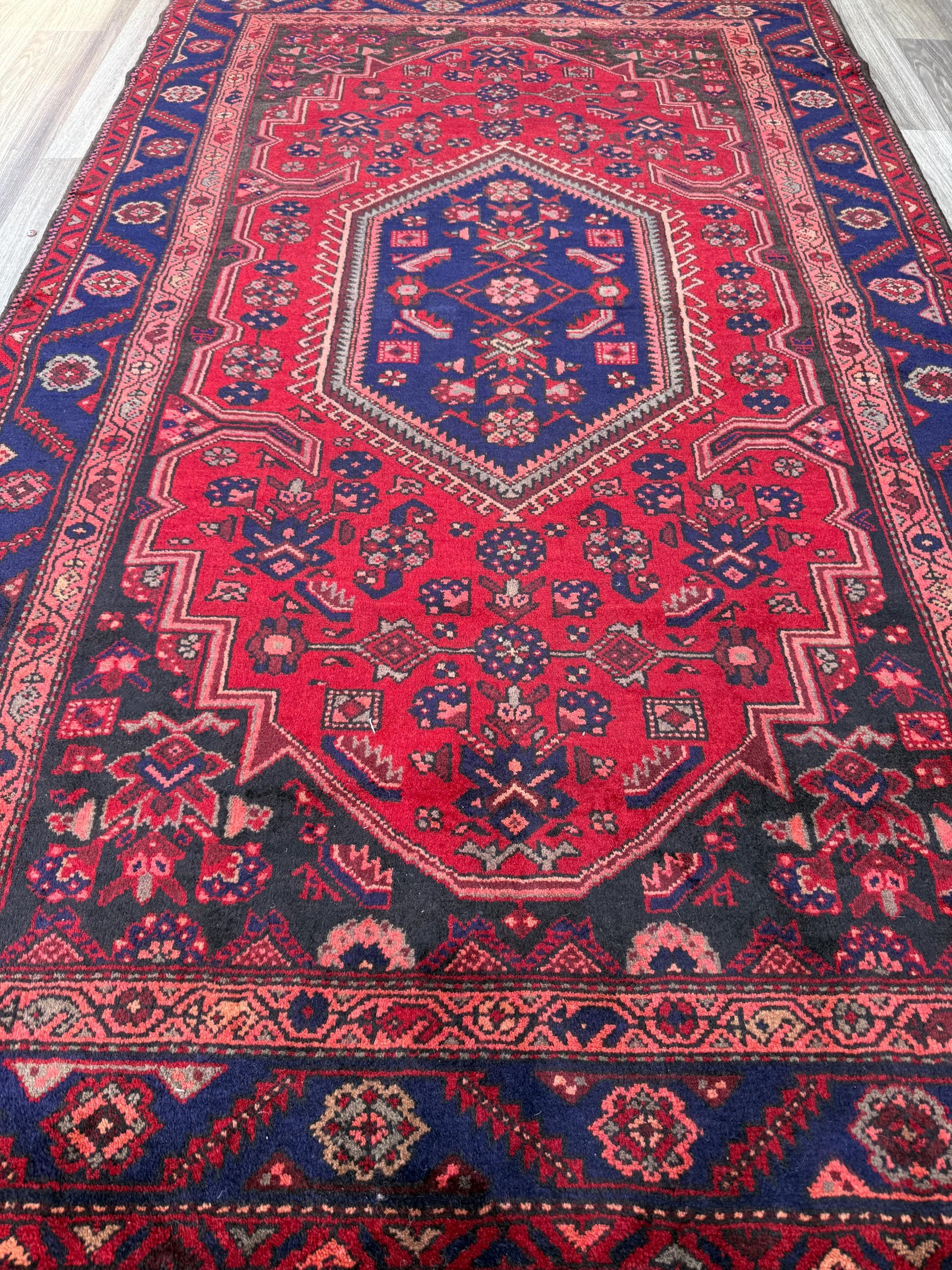 5x8 Vintage Anatolian Rug, Hand Knotted Turkish Geometric Wool, Rustic Home Decor