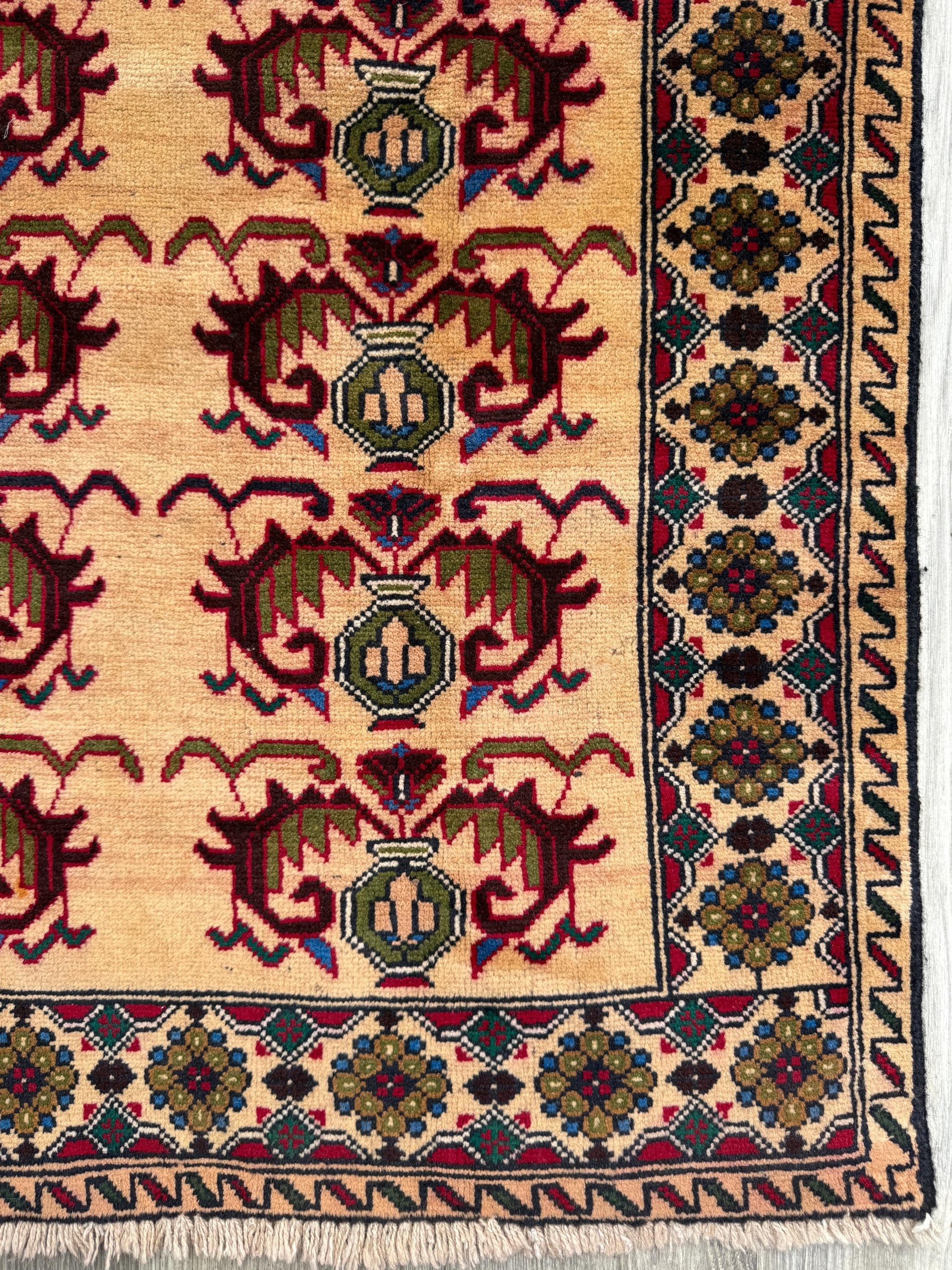 3x5 Vintage Afghan Wool Rug, Hand Knotted Turkmen Style