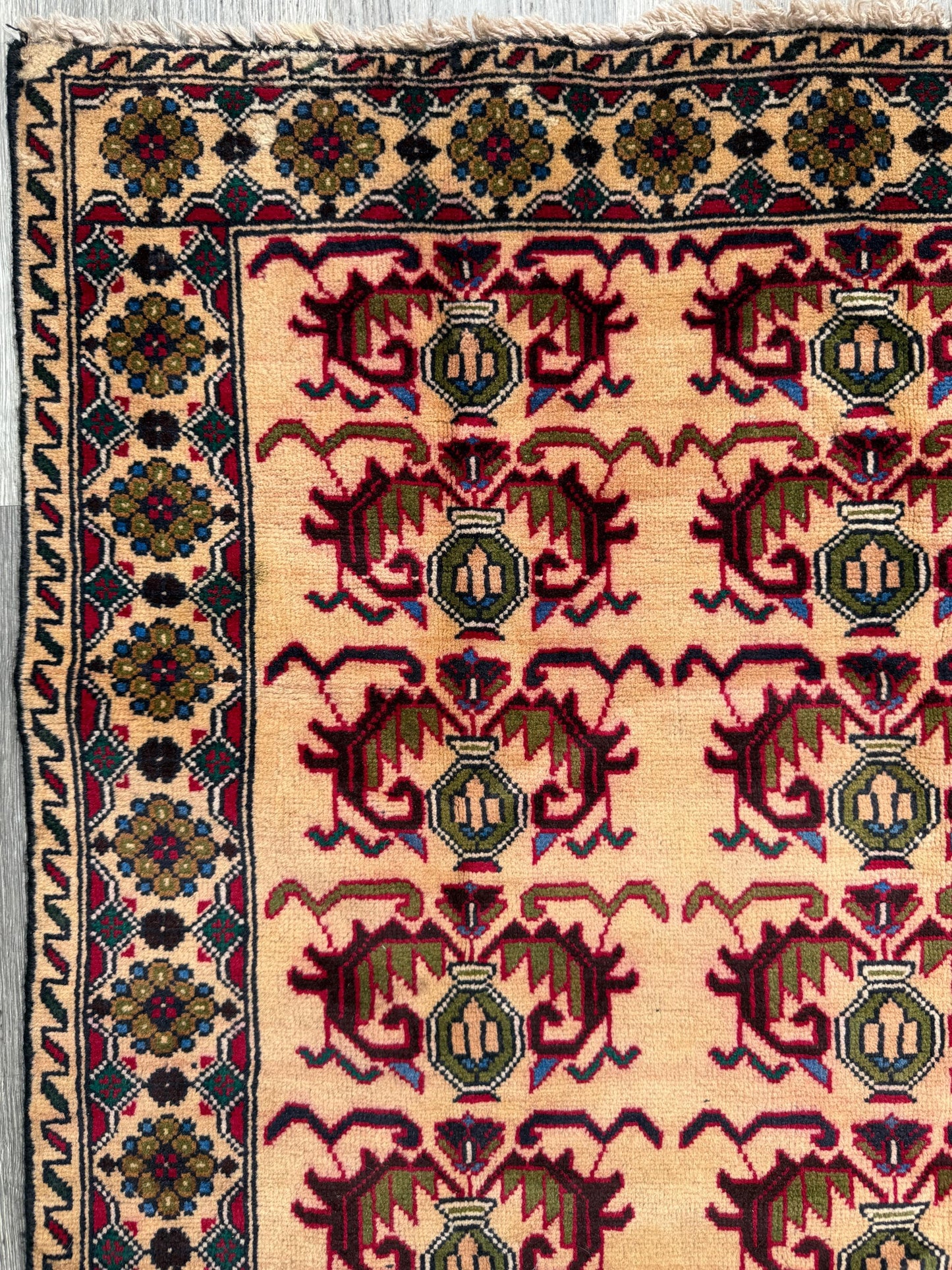 3x5 Vintage Afghan Wool Rug, Hand Knotted Turkmen Style