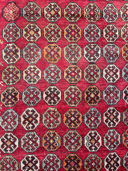 5x9 Vintage Afghan Wool Rug, Hand Knotted Turkmen Style