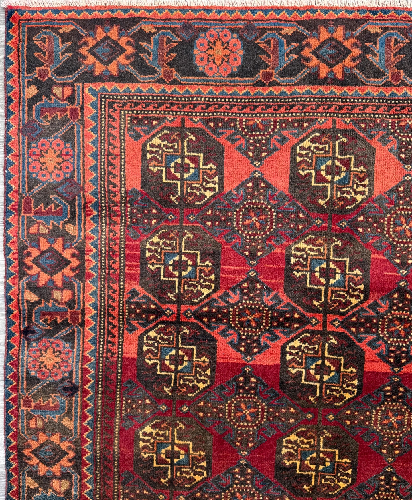 Turkish 5x8 ft Hand Knotted Rug Vintage Anatolian Village Geometric Area 1990s Wool Tribal Living Room Floor Carpet Decor