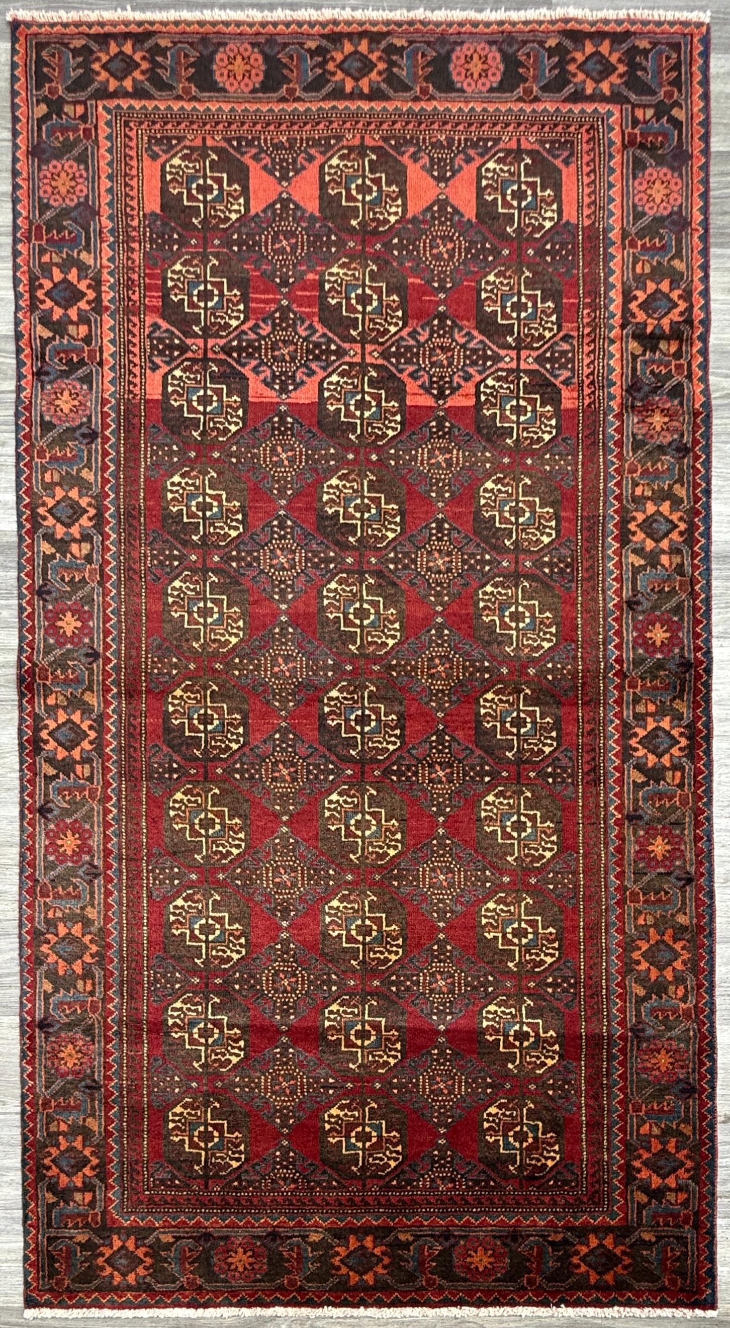 Turkish 5x8 ft Hand Knotted Rug Vintage Anatolian Village Geometric Area 1990s Wool Tribal Living Room Floor Carpet Decor