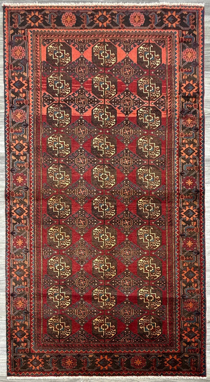 Turkish 5x8 ft Hand Knotted Rug Vintage Anatolian Village Geometric Area 1990s Wool Tribal Living Room Floor Carpet Decor