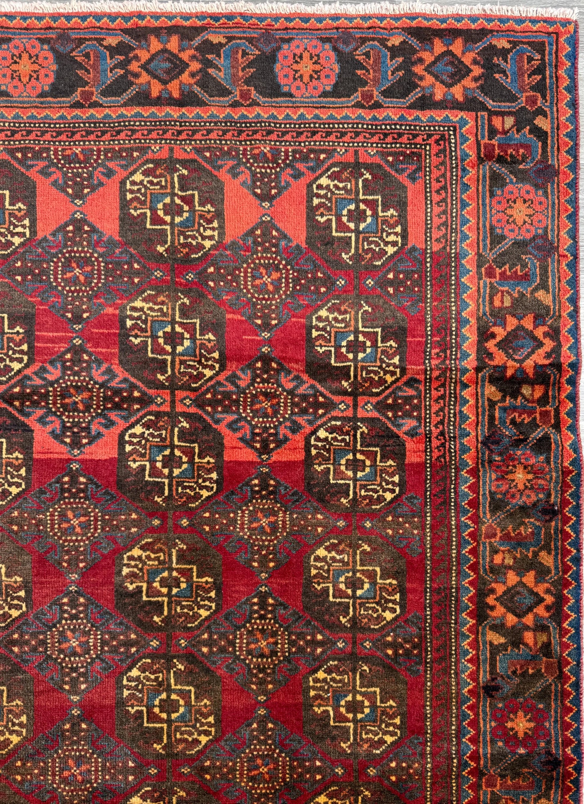 Turkish 5x8 ft Hand Knotted Rug Vintage Anatolian Village Geometric Area 1990s Wool Tribal Living Room Floor Carpet Decor