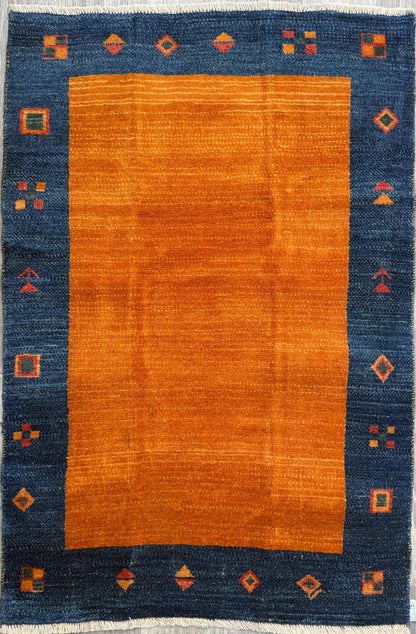 Gabbeh Rug 3x5 Hand Knotted Wool Small Area Rug Thick Pile Tribal Boho Accent Carpet Entryway Bedroom Handmade Floor Decor