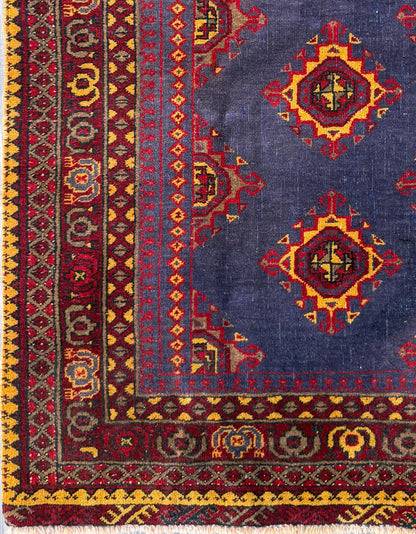 5.3 x 3.4 ft Vintage Turkmen Dowlatabad Wool Rug Hand Knotted Afghan