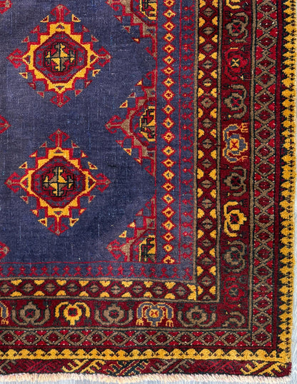 5.3 x 3.4 ft Vintage Turkmen Dowlatabad Wool Rug Hand Knotted Afghan