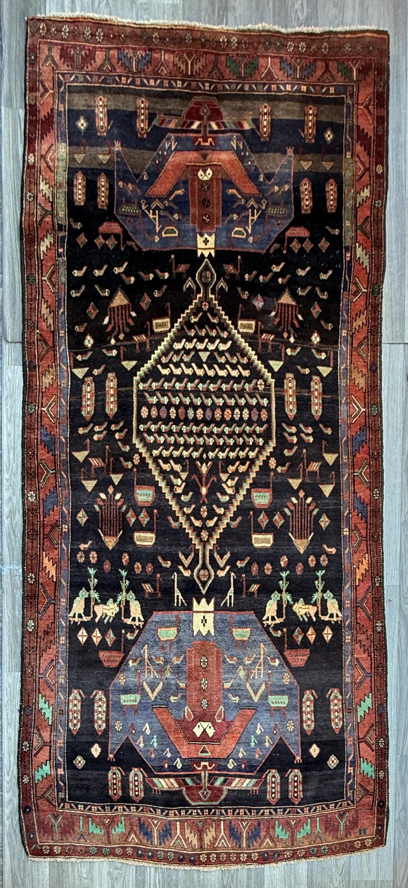 Vintage Turkish Rug 5x11 ft, Hand-Knotted Wool Anatolian Tribal Rug, Tree of Life Design