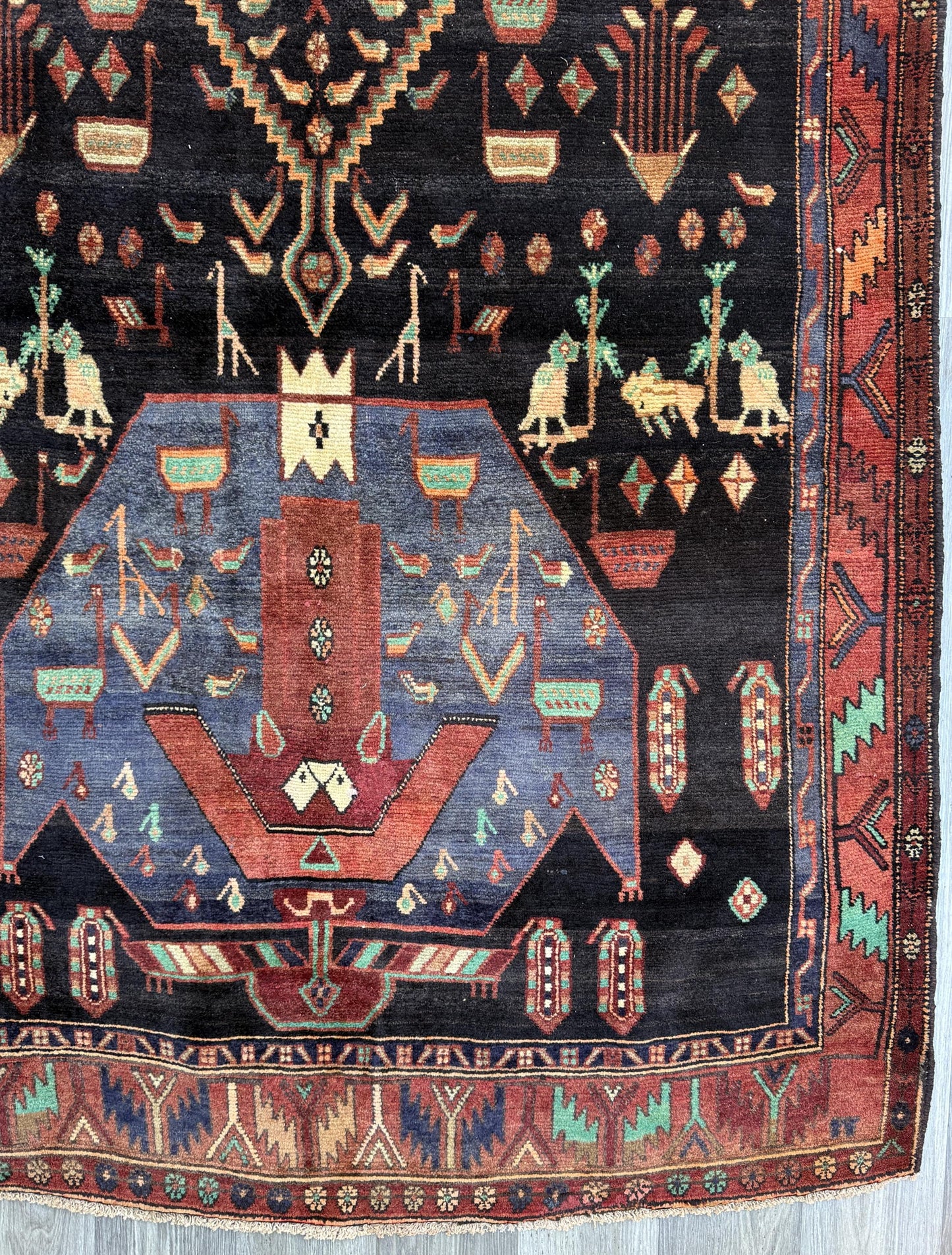 Vintage Turkish Rug 5x11 ft, Hand-Knotted Wool Anatolian Tribal Rug, Tree of Life Design