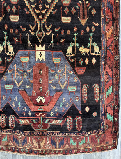 Vintage Turkish Rug 5x11 ft, Hand-Knotted Wool Anatolian Tribal Rug, Tree of Life Design