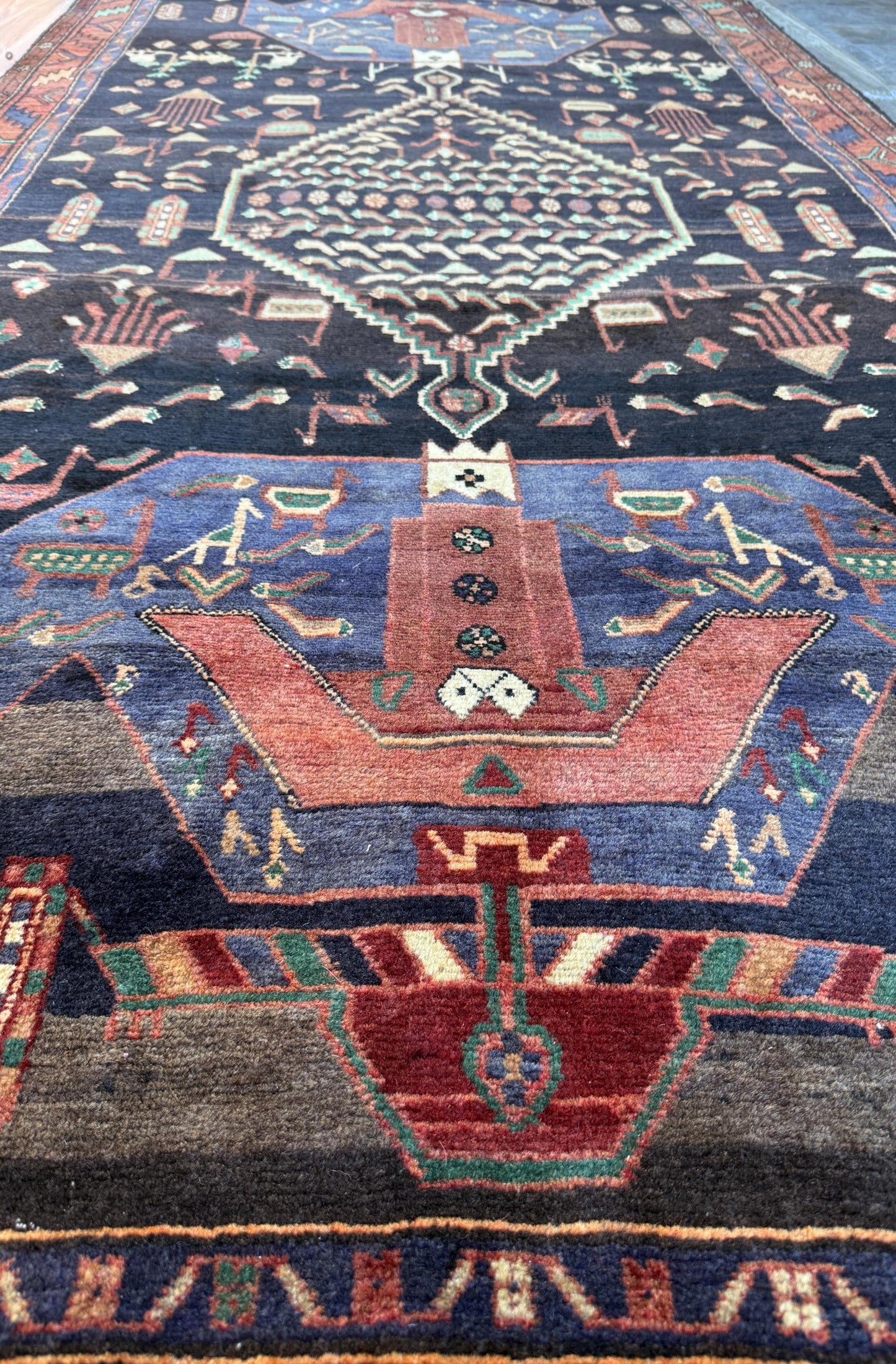 Vintage Turkish Rug 5x11 ft, Hand-Knotted Wool Anatolian Tribal Rug, Tree of Life Design