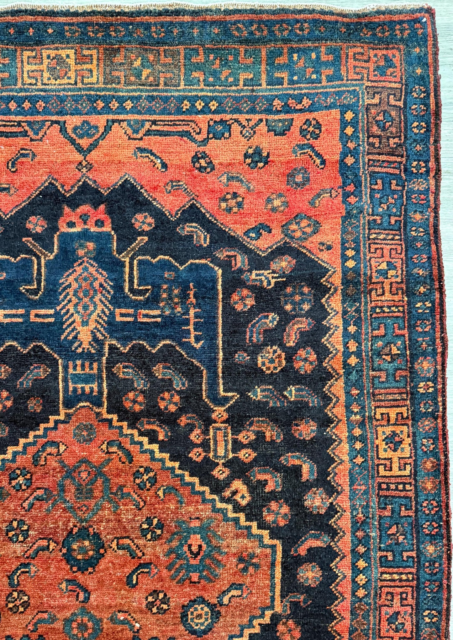 Vintage Turkish Rug 4x7 ft Hand Knotted Authentic Wool Anatolian Geometric Area Rug 1960s Tribal Medallion Carpet