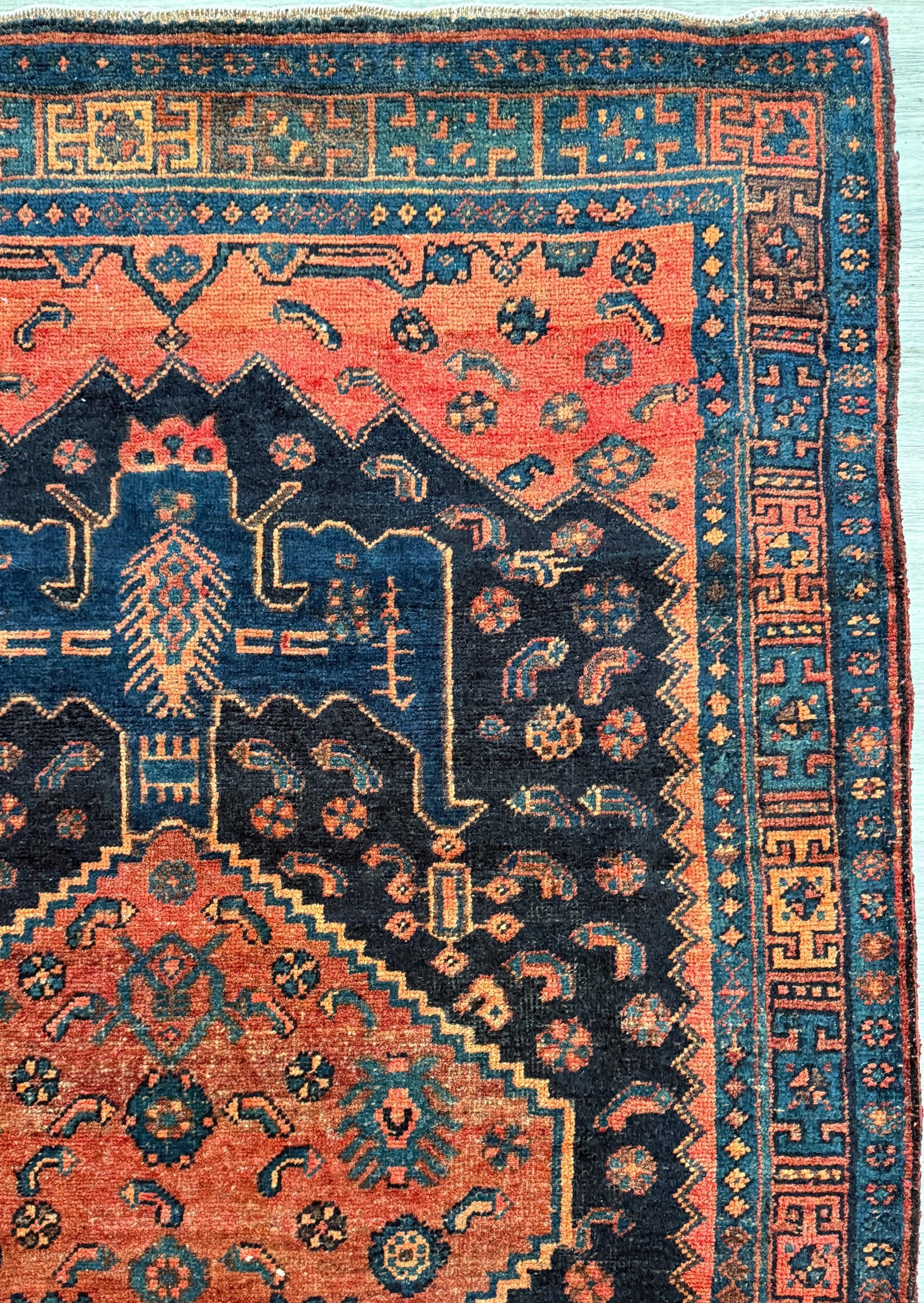 Vintage Turkish Rug 4x7 ft Hand Knotted Authentic Wool Anatolian Geometric Area Rug 1960s Tribal Medallion Carpet
