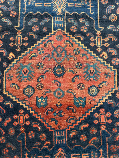 Vintage Turkish Rug 4x7 ft Hand Knotted Authentic Wool Anatolian Geometric Area Rug 1960s Tribal Medallion Carpet