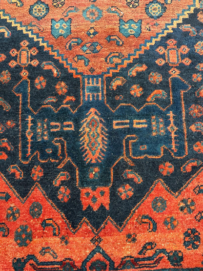 Vintage Turkish Rug 4x7 ft Hand Knotted Authentic Wool Anatolian Geometric Area Rug 1960s Tribal Medallion Carpet