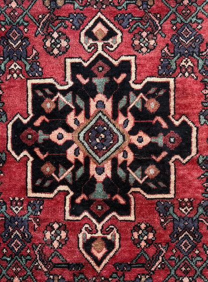4x7 Vintage Anatolian Rug, Hand Knotted Turkish Geometric Wool Rug