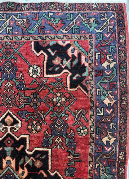 4x7 Vintage Anatolian Rug, Hand Knotted Turkish Geometric Wool Rug