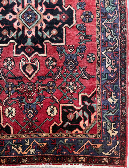 4x7 Vintage Anatolian Rug, Hand Knotted Turkish Geometric Wool Rug