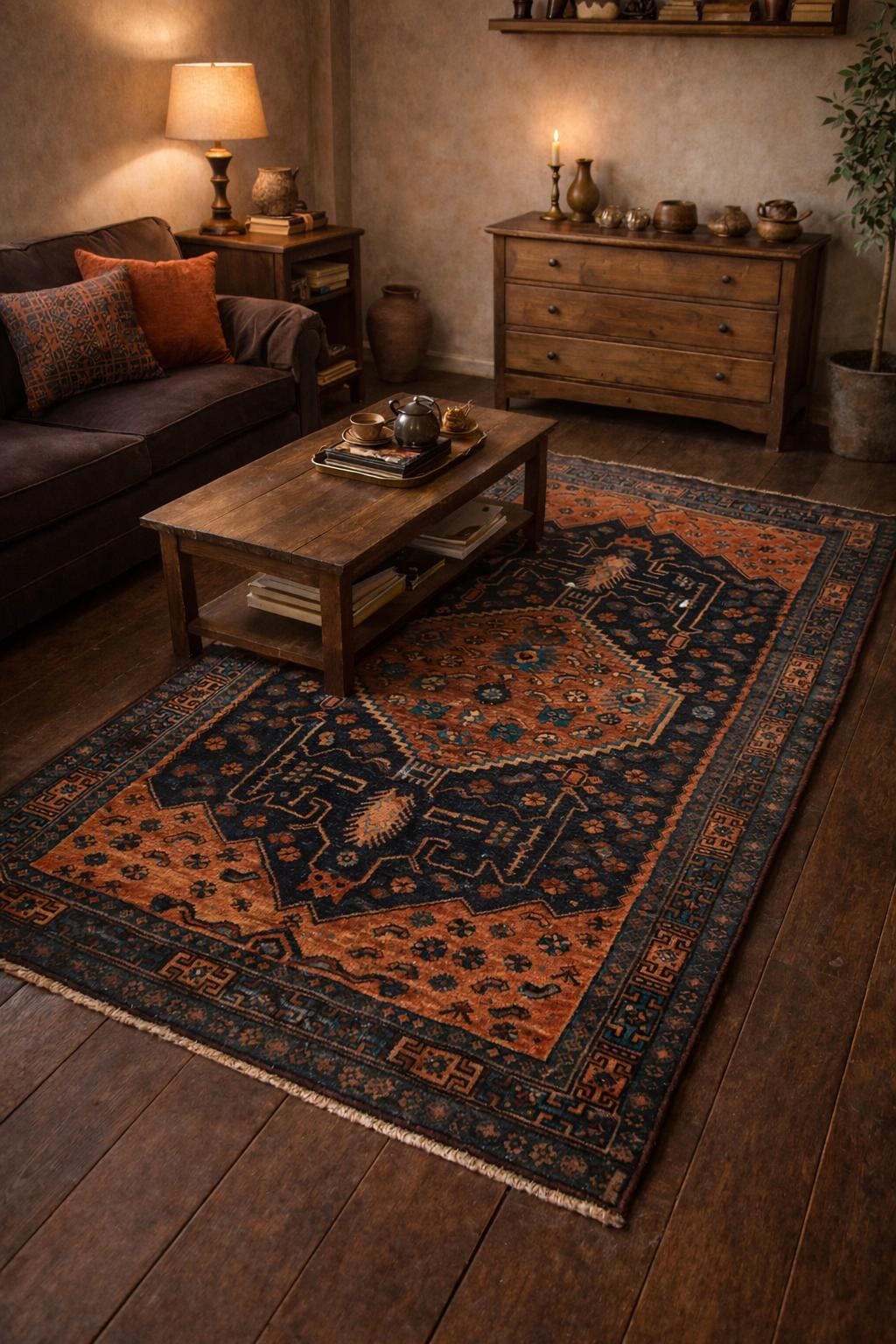 Vintage Turkish Rug 4x7 ft Hand Knotted Authentic Wool Anatolian Geometric Area Rug 1960s Tribal Medallion Carpet