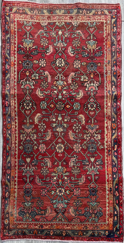 3.5x7 Vintage Tribal Runner Rug, Hand Knotted Wool Area Rug
