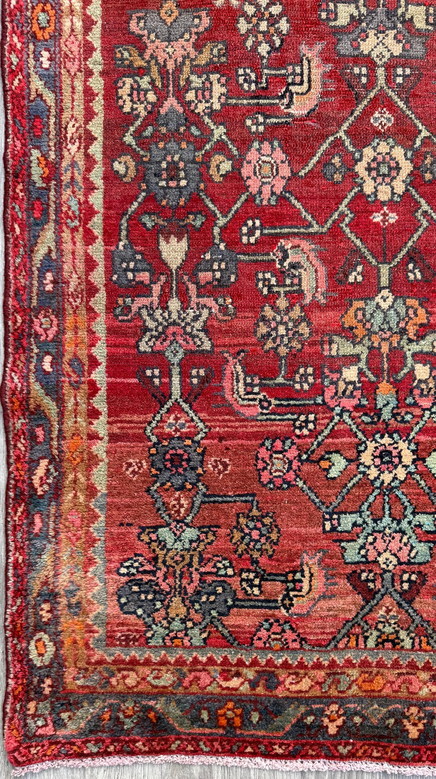 3.5x7 Vintage Tribal Runner Rug, Hand Knotted Wool Area Rug