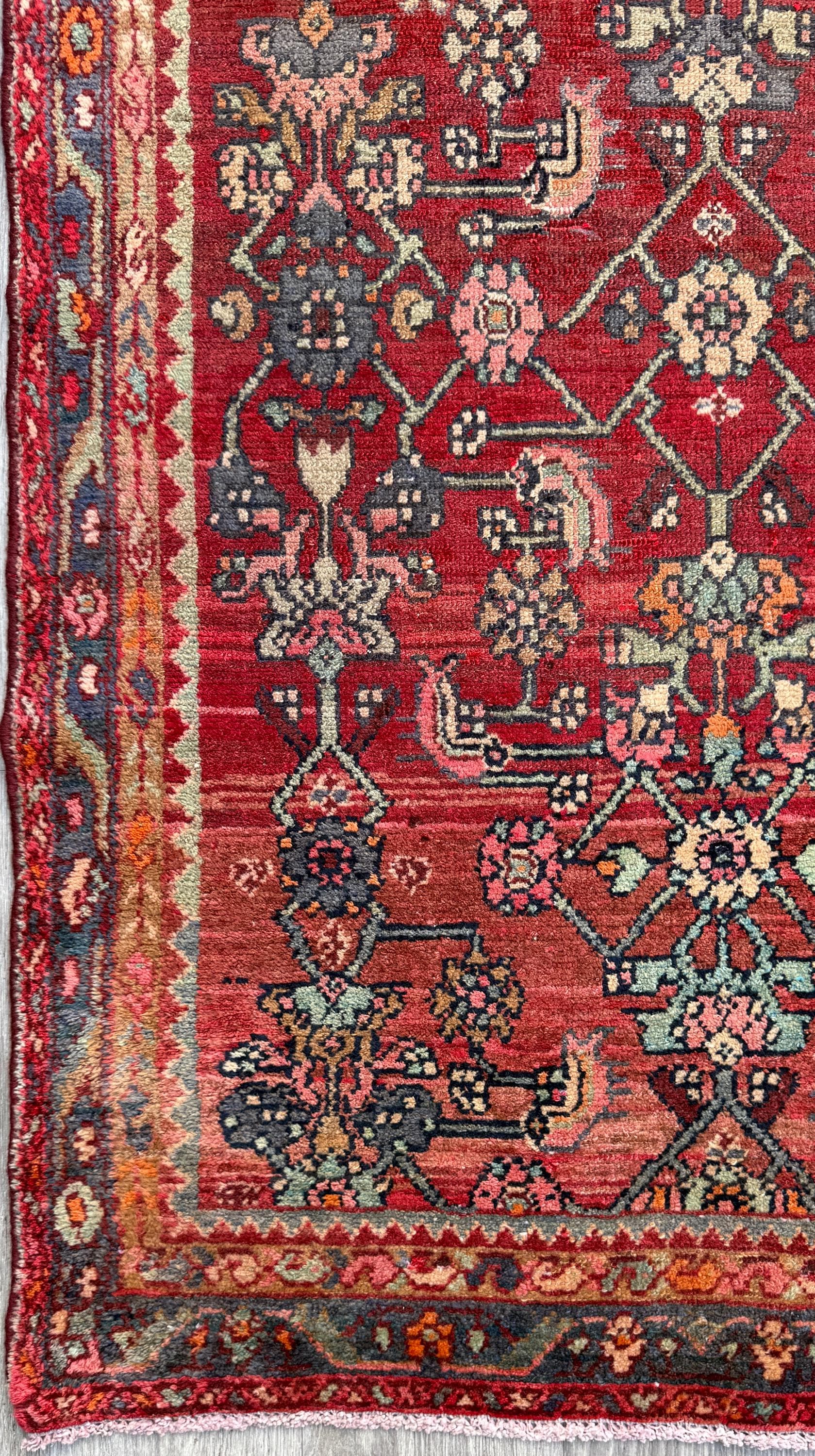 3.5x7 Vintage Tribal Runner Rug, Hand Knotted Wool Area Rug