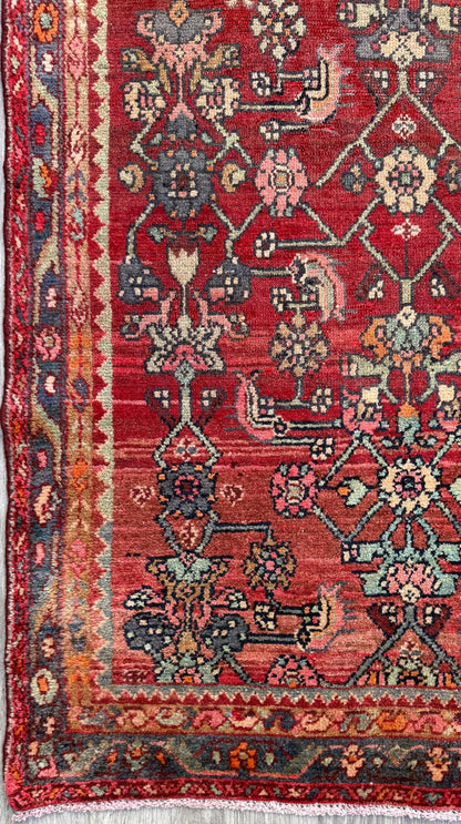3.5x7 Vintage Tribal Runner Rug, Hand Knotted Wool Area Rug