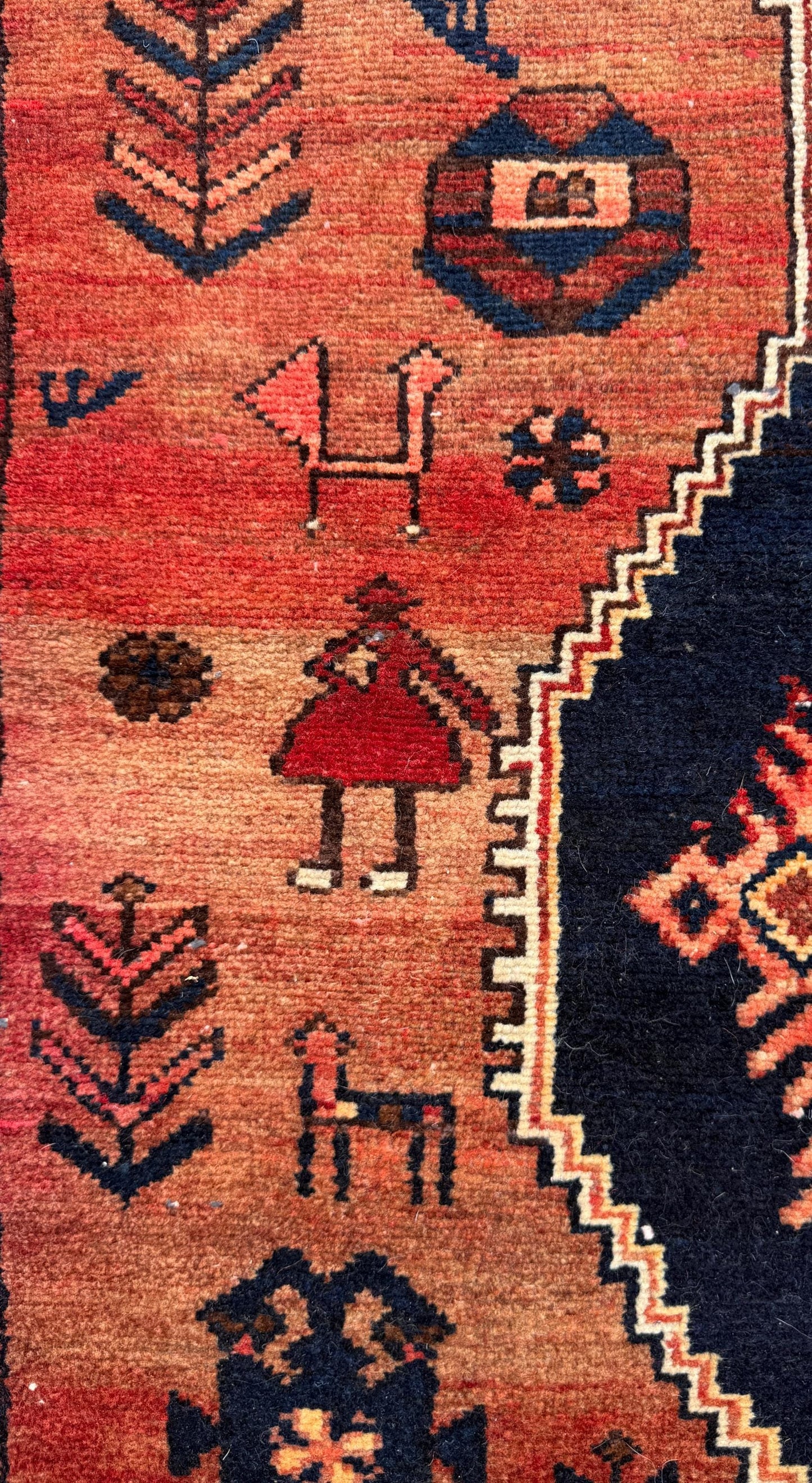 4x7 Vintage Anatolian Rug, Hand Knotted Turkish Geometric Wool Carpet