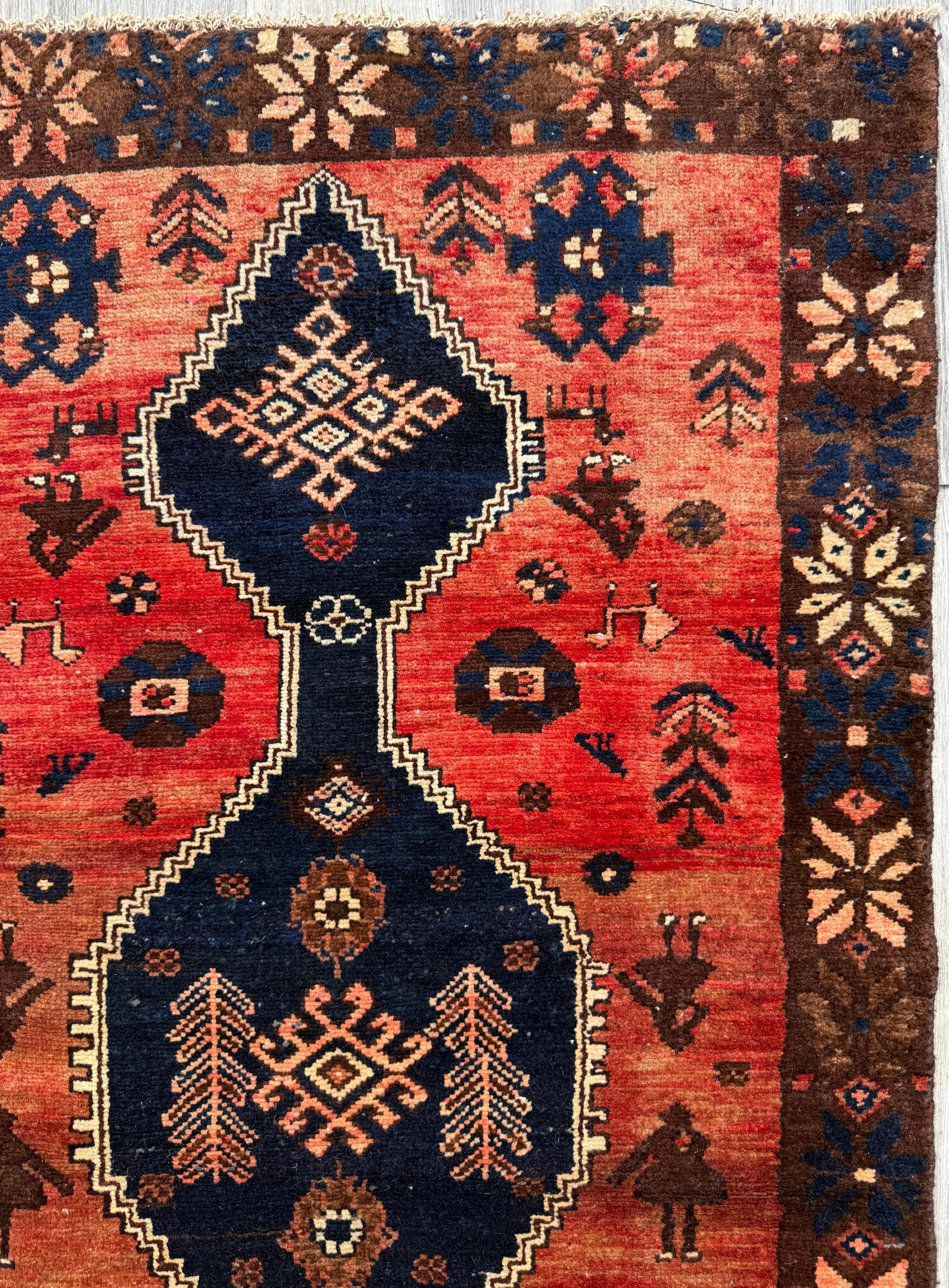 4x7 Vintage Anatolian Rug, Hand Knotted Turkish Geometric Wool Carpet