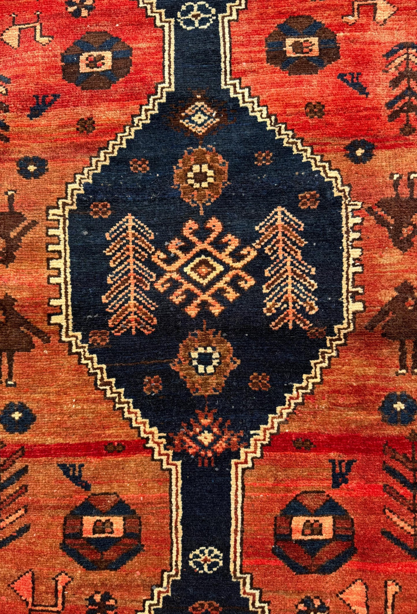 4x7 Vintage Anatolian Rug, Hand Knotted Turkish Geometric Wool Carpet