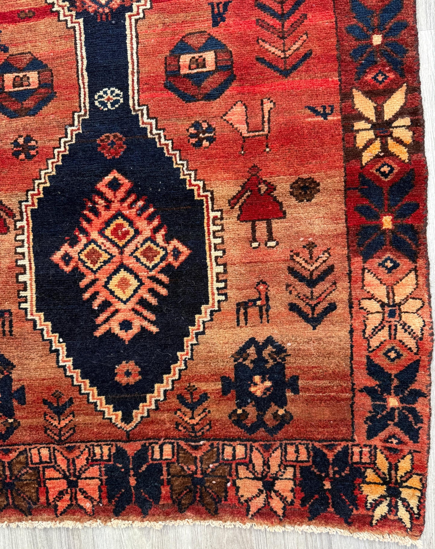 4x7 Vintage Anatolian Rug, Hand Knotted Turkish Geometric Wool Carpet
