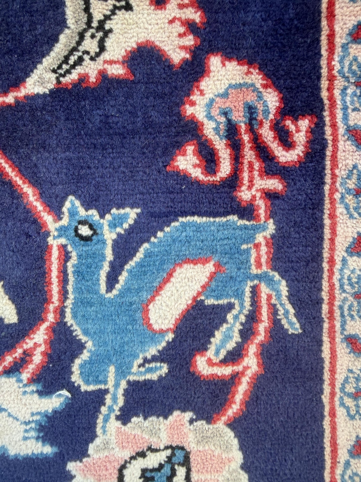 Vintage Turkish Pictorial Tree of Life Rug 3x6 ft Hand Knotted Wool Anatolian Bohemian Area Rug 1970s