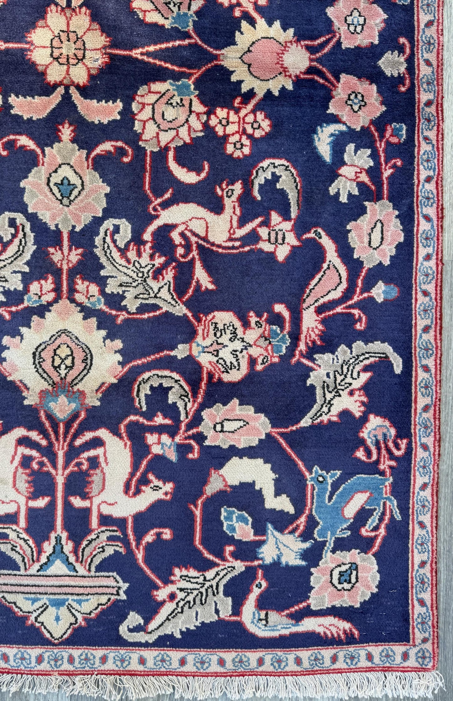 Vintage Turkish Pictorial Tree of Life Rug 3x6 ft Hand Knotted Wool Anatolian Bohemian Area Rug 1970s