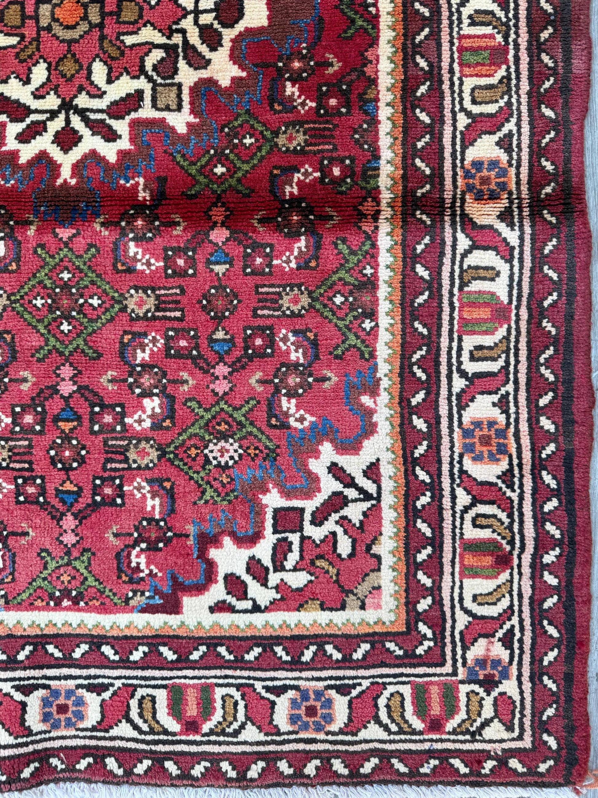 Vintage Turkish Rug 3x5 ft Hand Knotted Wool Anatolian Geometric Tribal Area Rug 1980s