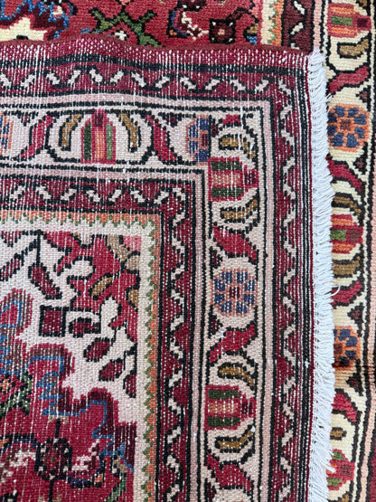 Vintage Turkish Rug 3x5 ft Hand Knotted Wool Anatolian Geometric Tribal Area Rug 1980s