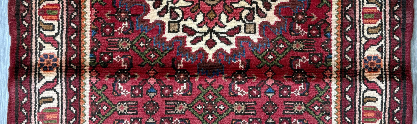 Vintage Turkish Rug 3x5 ft Hand Knotted Wool Anatolian Geometric Tribal Area Rug 1980s