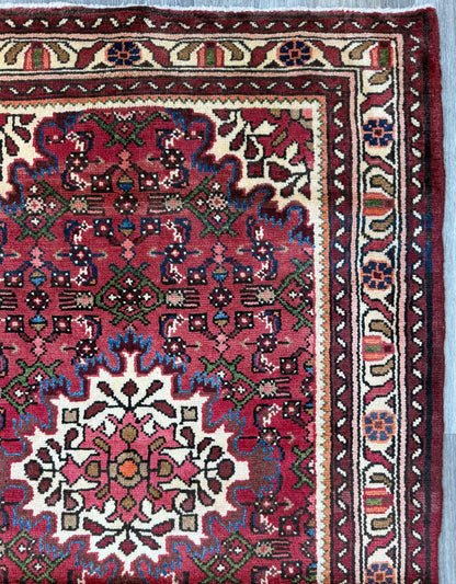 Vintage Turkish Rug 3x5 ft Hand Knotted Wool Anatolian Geometric Tribal Area Rug 1980s