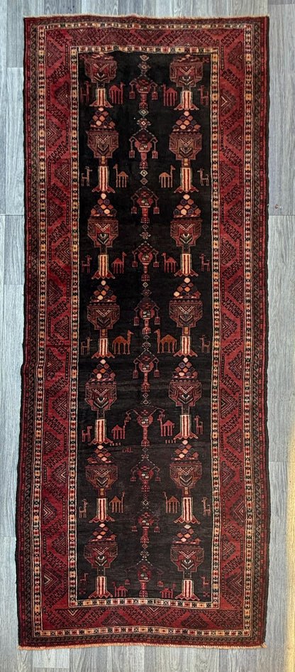 Vintage Turkish Tribal Rug 4x7 ft Hand Knotted Wool Anatolian Geometric Area Rug 1980s