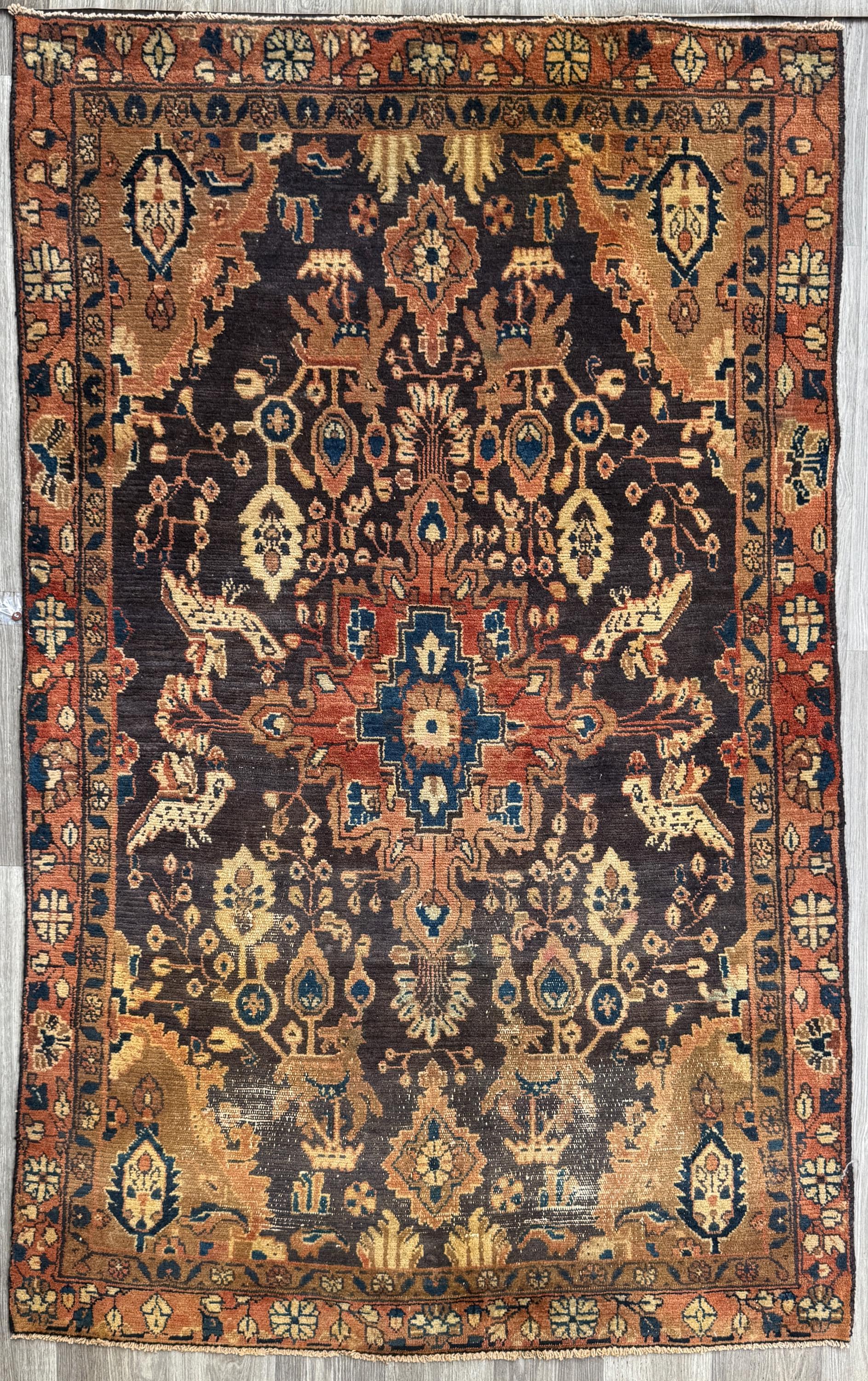 4x7 Vintage Anatolian Rug, Hand Knotted Turkish Geometric Carpet