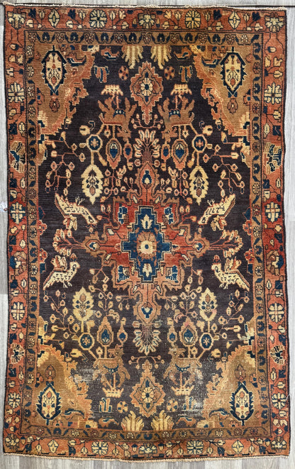 4x7 Vintage Anatolian Rug, Hand Knotted Turkish Geometric Carpet