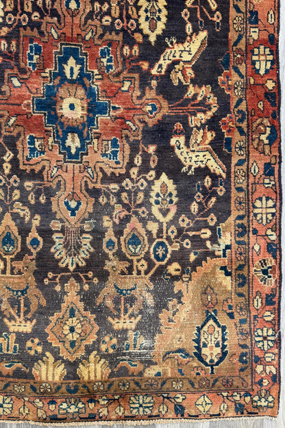 4x7 Vintage Anatolian Rug, Hand Knotted Turkish Geometric Carpet