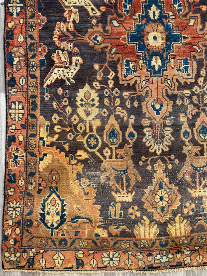 4x7 Vintage Anatolian Rug, Hand Knotted Turkish Geometric Carpet