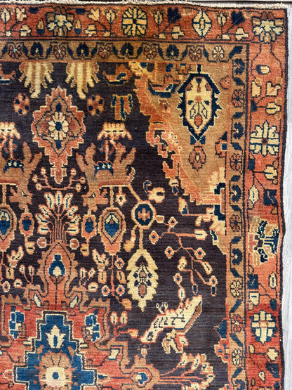 4x7 Vintage Anatolian Rug, Hand Knotted Turkish Geometric Carpet
