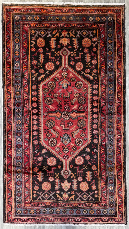4x7 Vintage Anatolian Rug, Hand Knotted Turkish Geometric Wool