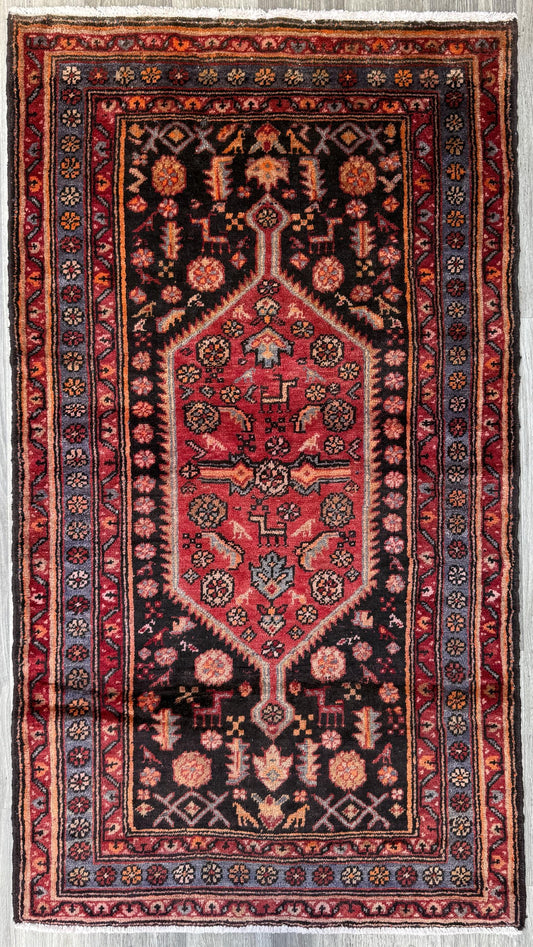 4x7 Vintage Anatolian Rug, Hand Knotted Turkish Geometric Wool