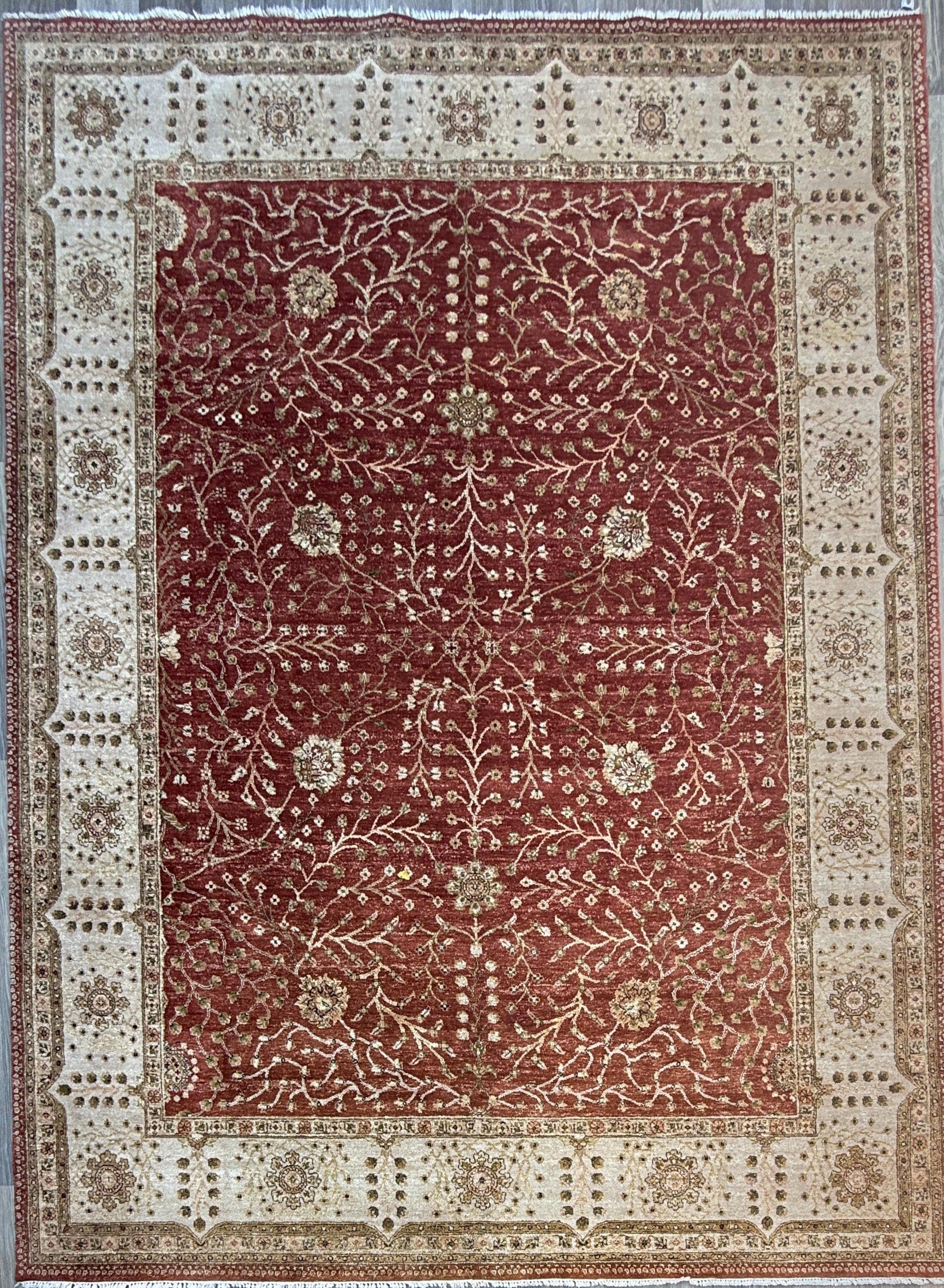 Vintage Oushak Rug 8x11 ft Hand Knotted Wool Large Turkish Area Rug 1980s