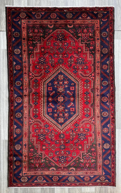 5x8 Vintage Anatolian Rug, Hand Knotted Turkish Geometric Wool, Rustic Home Decor