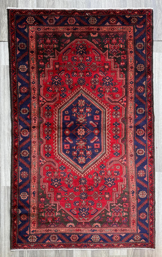 5x8 Vintage Anatolian Rug, Hand Knotted Turkish Geometric Wool, Rustic Home Decor